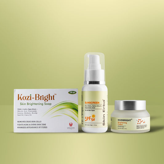 KOZIBRIGHT SOAP + SKIN ERBA SPF-50 + KOZIBRIGHT CREAM